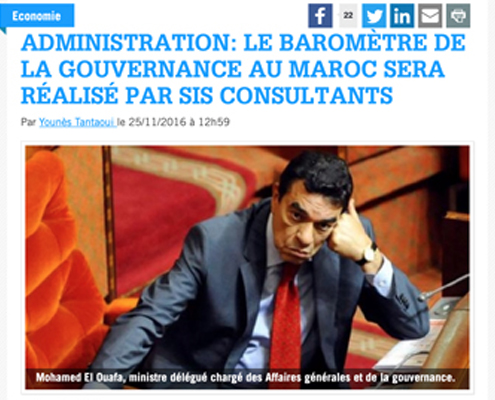 Le baromètre de la gouvernance au Maroc sera réalisé par SIS Consultants